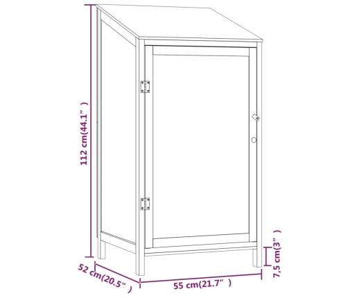 Cobertizo de jardín madera de abeto maciza 55x52x112 cm