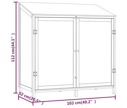 Cobertizo de jardín madera de abeto maciza 102x52x112 cm