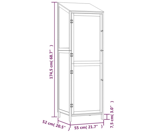 Cobertizo de jardín madera maciza de abeto 55x52x174,5 cm