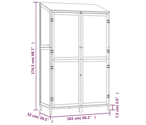 Cobertizo de jardín madera maciza abeto blanco 102x52x174,5cm