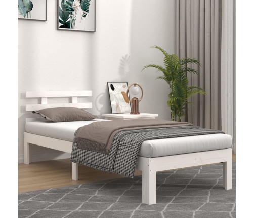 Estructura de cama sin colchón madera maciza blanco 100x200 cm