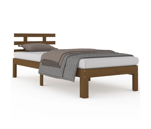 Estructura cama sin colchón madera maciza marrón miel 100x200cm