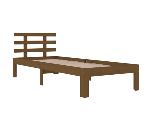 Estructura cama sin colchón madera maciza marrón miel 100x200cm