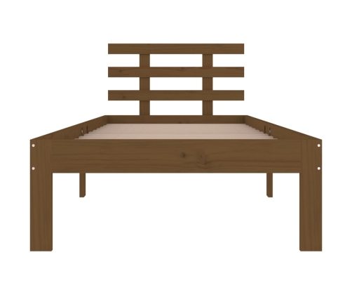 Estructura cama sin colchón madera maciza marrón miel 100x200cm