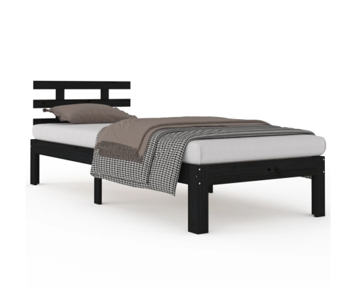 Estructura de cama sin colchón madera maciza negro 100x200 cm