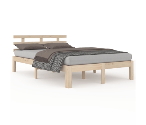 Estructura de cama doble sin colchón madera maciza 150x200 cm