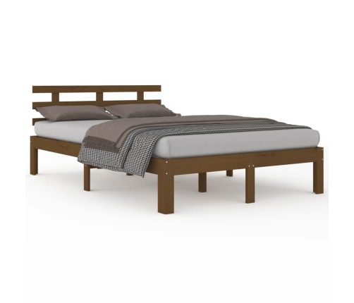 Estructura cama sin colchón madera maciza marrón miel 200x200cm