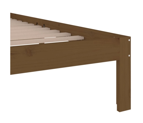 Estructura cama sin colchón madera maciza marrón miel 200x200cm