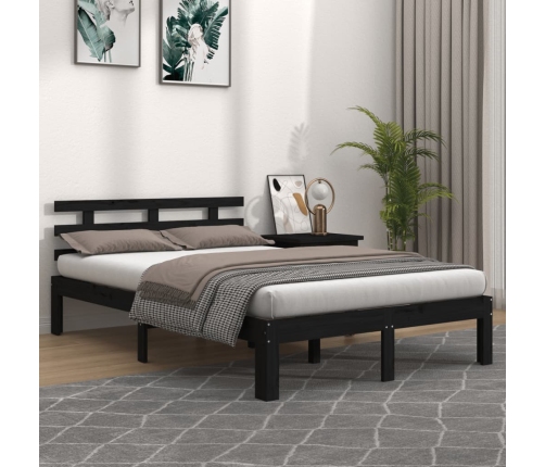 vidaXL Estructura de cama de madera maciza negro 200x200 cm