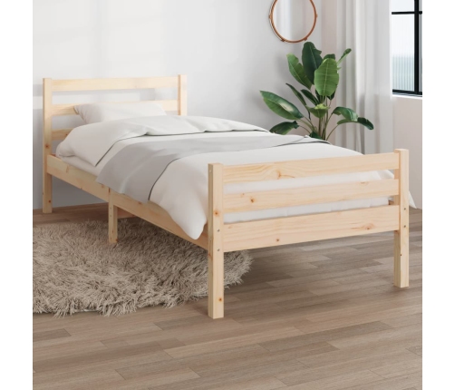 Estructura cama individual sin colchón madera maciza 75x190 cm