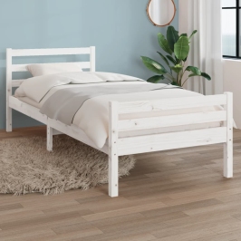 Estructura cama individual sin colchón madera blanco 90x190 cm