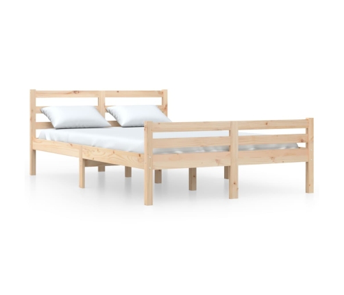 Estructura de cama doble sin colchón madera maciza 120x190 cm