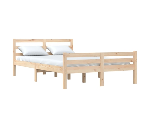 Estructura de cama doble sin colchón madera maciza 120x190 cm