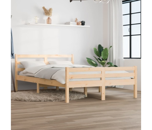 Estructura de cama doble sin colchón madera maciza 120x190 cm