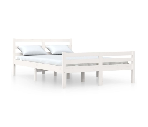 vidaXL Estructura de cama doble pequeña madera maciza blanca 120x190cm