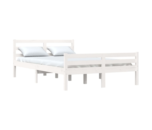 vidaXL Estructura de cama doble pequeña madera maciza blanca 120x190cm