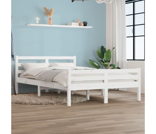 vidaXL Estructura de cama doble pequeña madera maciza blanca 120x190cm