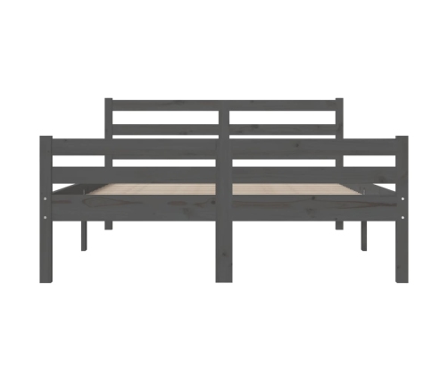 Estructura cama doble sin colchón madera maciza gris 135x190 cm