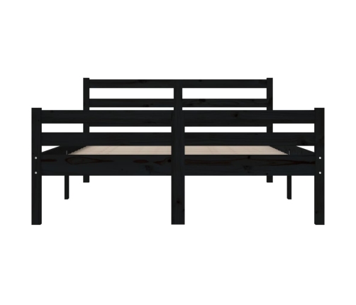 Estructura cama doble sin colchón madera maciza negro 135x190cm