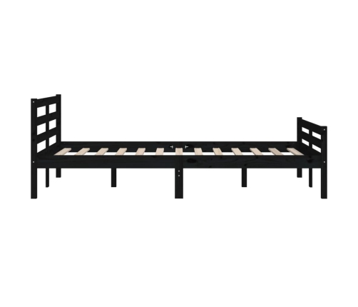 Estructura cama doble sin colchón madera maciza negro 135x190cm