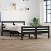 Estructura cama doble sin colchón madera maciza negro 135x190cm