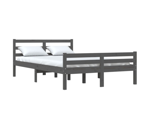 Estructura de cama sin colchón madera maciza gris 140x190 cm