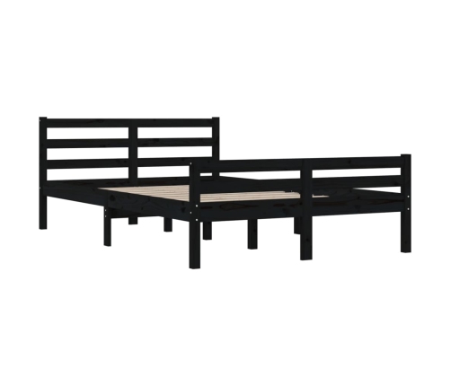 Estructura de cama sin colchón madera maciza negro 140x190 cm