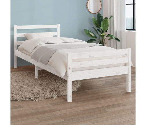 Estructura de cama sin colchón madera maciza blanco 90x200 cm