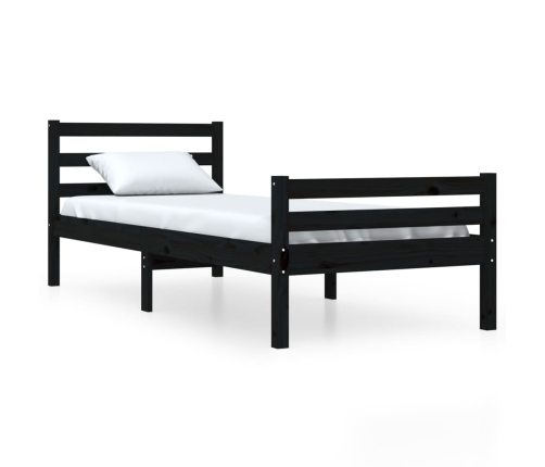 Estructura de cama sin colchón madera maciza negro 90x200 cm