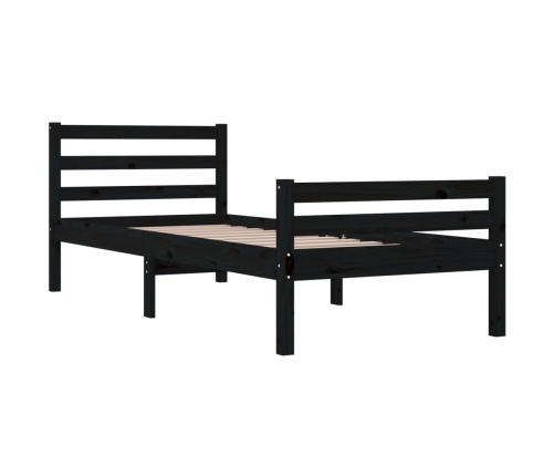 Estructura de cama sin colchón madera maciza negro 90x200 cm