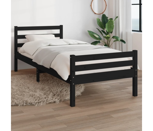Estructura de cama sin colchón madera maciza negro 90x200 cm