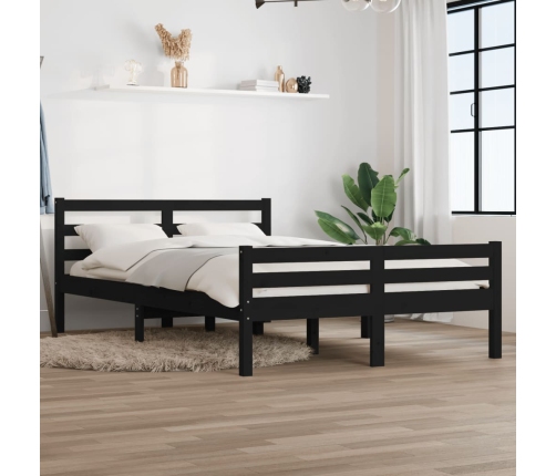 Estructura de cama sin colchón madera maciza negro 120x200 cm