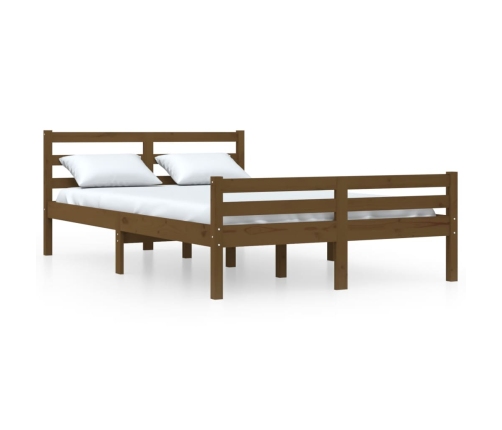 Estructura cama sin colchón madera maciza marrón miel 140x200cm