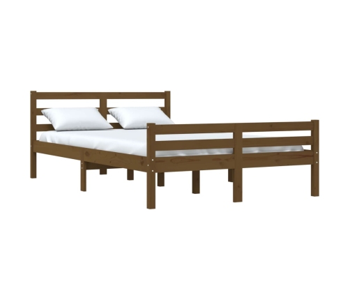 Estructura cama sin colchón madera maciza marrón miel 140x200cm