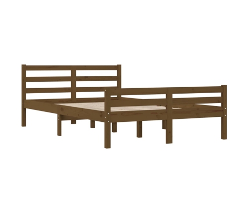 Estructura cama sin colchón madera maciza marrón miel 140x200cm