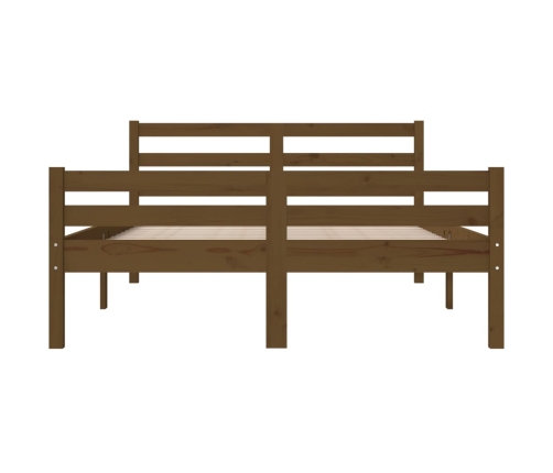 Estructura cama sin colchón madera maciza marrón miel 140x200cm