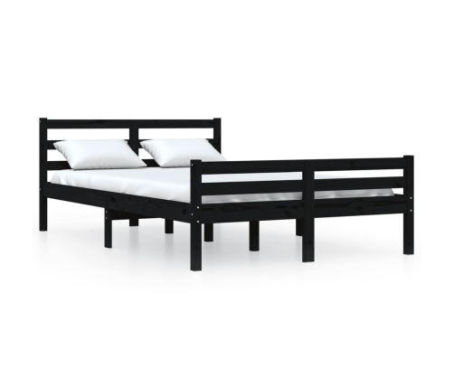 Estructura de cama sin colchón madera maciza negro 160x200 cm