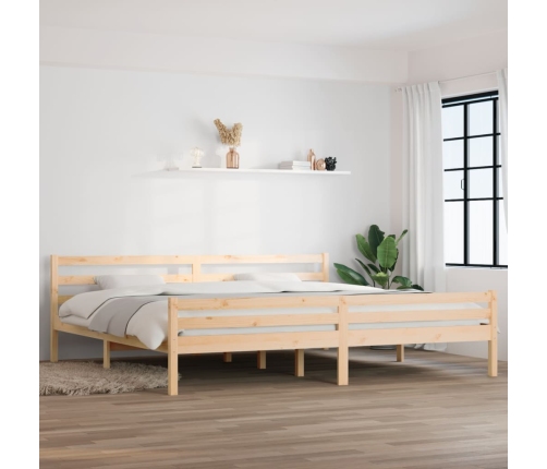 Estructura de cama doble sin colchón madera maciza 180x200 cm