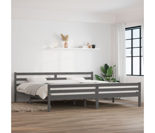 Estructura de cama sin colchón madera maciza gris 180x200 cm