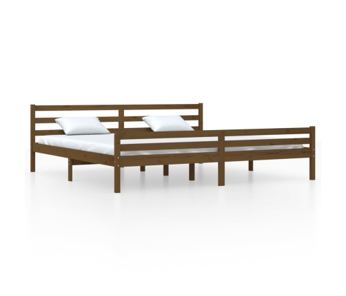 Estructura cama sin colchón madera maciza marrón miel 200x200cm