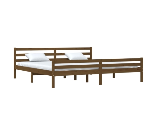 Estructura cama sin colchón madera maciza marrón miel 200x200cm