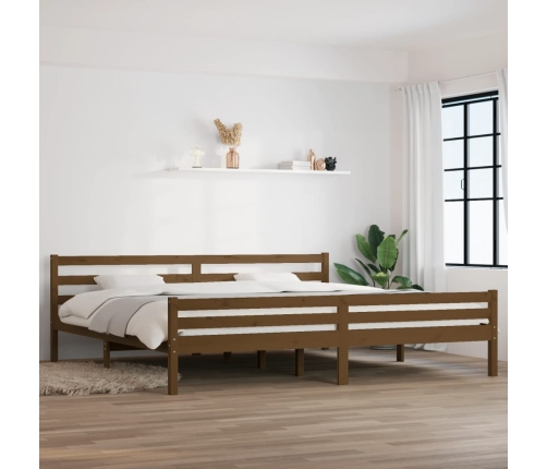 Estructura cama sin colchón madera maciza marrón miel 200x200cm