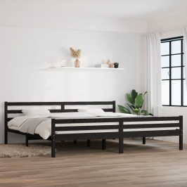 Estructura de cama sin colchón madera maciza negro 200x200 cm