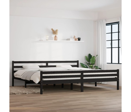 Estructura de cama de madera maciza negro 200x200 cm