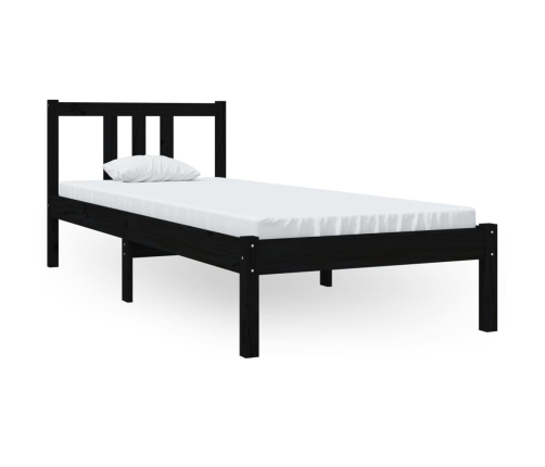 Estructura de cama sin colchón madera maciza negro 75x190 cm