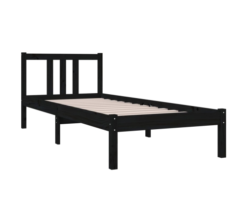 Estructura de cama sin colchón madera maciza negro 75x190 cm