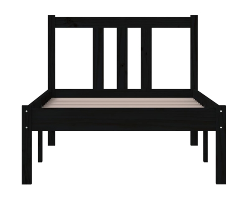 Estructura de cama sin colchón madera maciza negro 75x190 cm