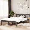 Estructura de cama doble pequeña madera maciza gris 120x190 cm