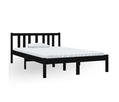 Estructura de cama sin colchón madera maciza negro 120x190 cm