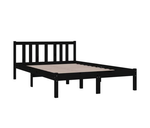 Estructura de cama sin colchón madera maciza negro 120x190 cm